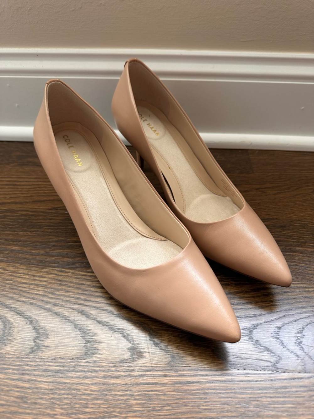 Cole Haan Blush Leather Pointed-Toe Pumps